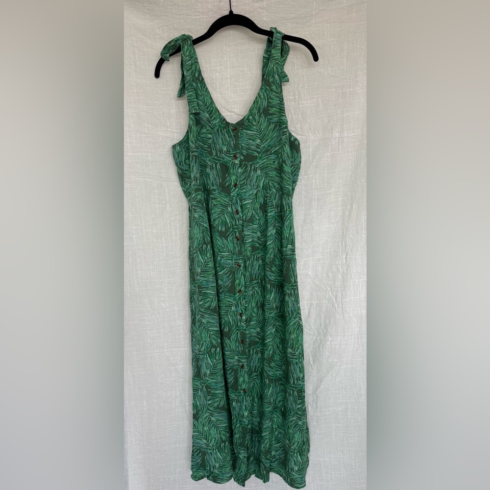 Dip Green Leaf Print Midi Dress